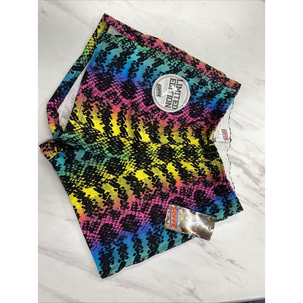 Vintage Limited Edition Soffe Cheer Shorts Size Small Rainbow Snake Skin  *B